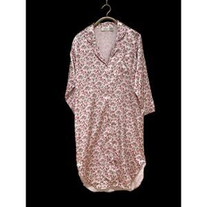 Today Tonight Pink Floral Satin Cuddleskin Button Front Nightgown M